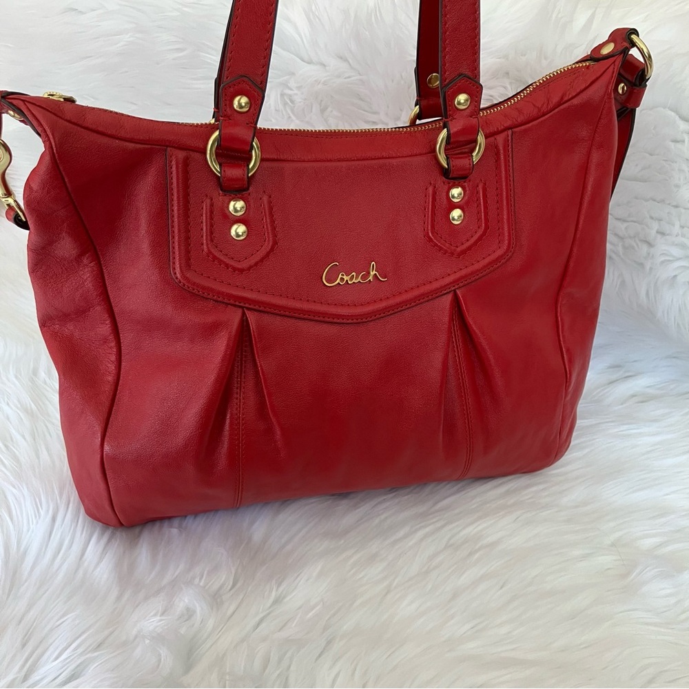 Coach | Red Leather Crossbody / Shoulder Bag - Picture 8 of 14